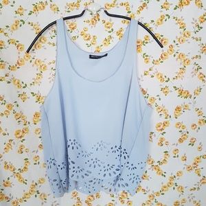Brandy Melville Blue Tank Saya Scalloped Laser cut